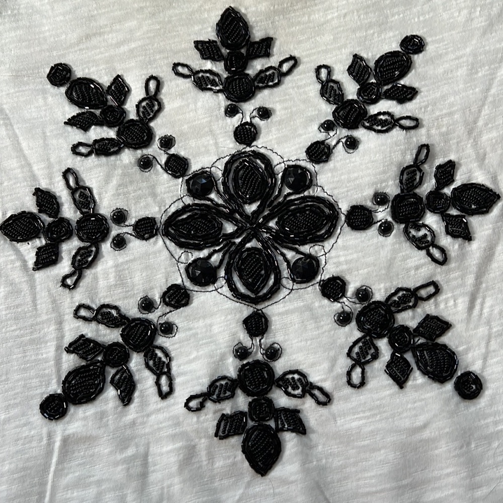 Jcrew black bead embellish vintage graphic tee